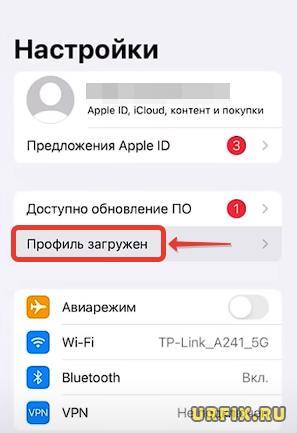 Профиль загружен - iOS iPhone